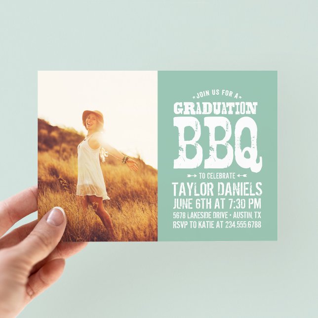Rustic Graduation BBQ Invitation | Editable Colour (Creator Uploaded)