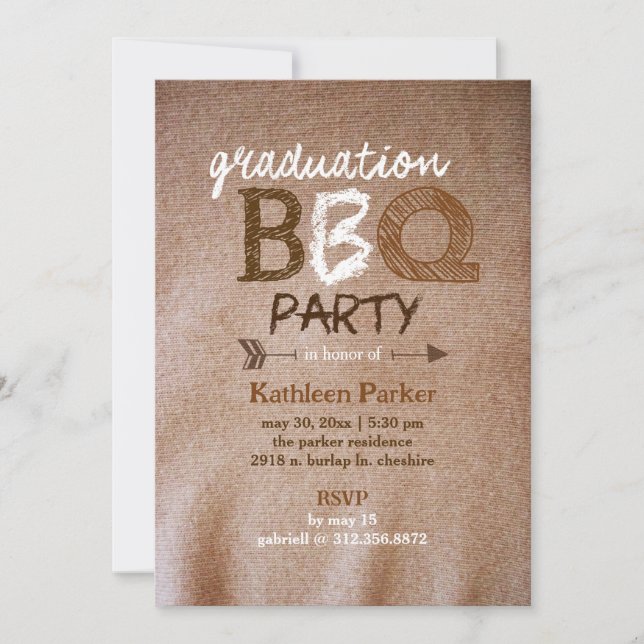 Rustic Graduation BBQ Party Invitation (Front)