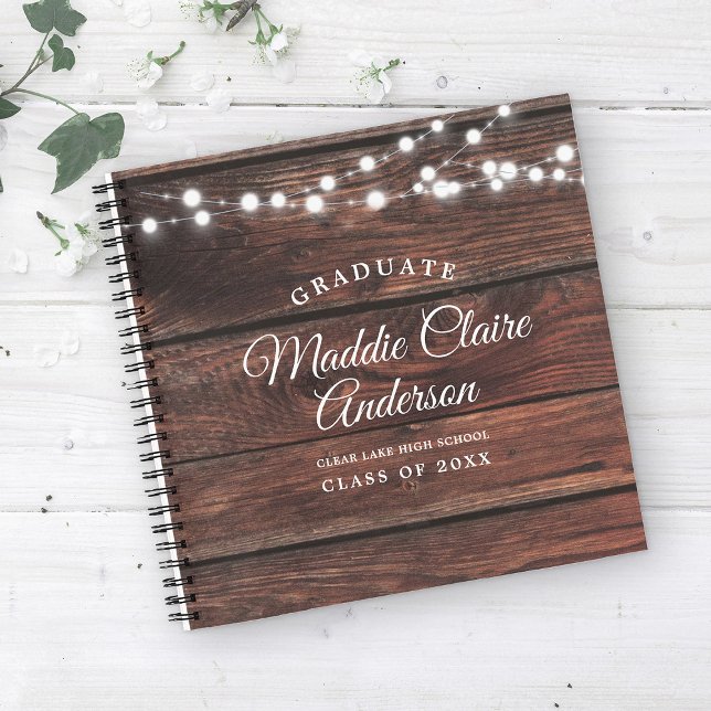 Rustic Graduation Party Modern Barn Country Guest  Notebook (Creator Uploaded)