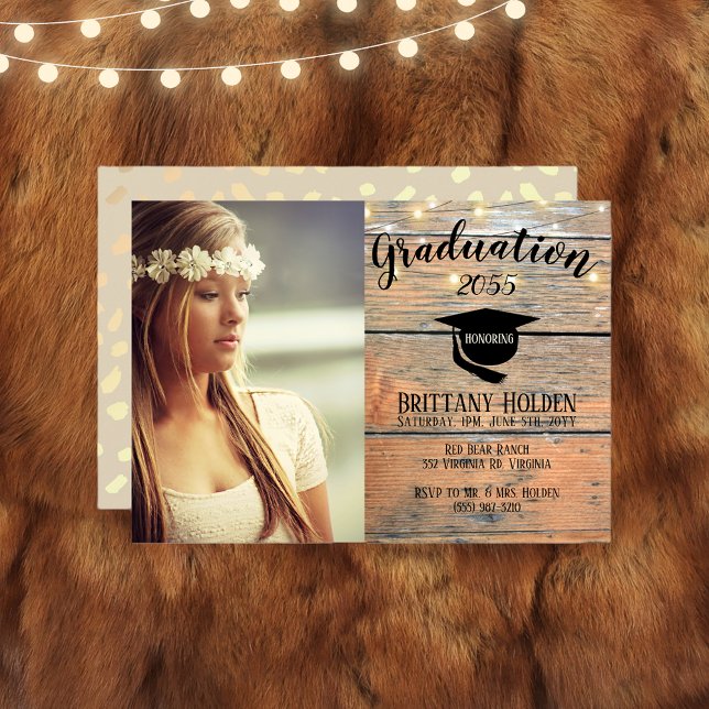 Rustic Graduation Party Photo Invitation (Creator Uploaded)