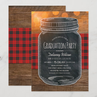 Rustic Graduation Party Unique Country Mason Jar Invitation