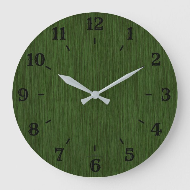 Rustic Grainy Green Stained Wood Look Clock (Front)