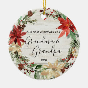 Rustic Grandma & Grandpa First Christmas Ornament