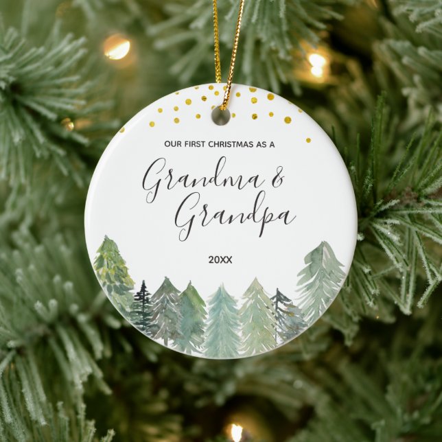 Rustic Grandma & Grandpa First Christmas Ornament (Tree)