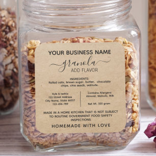 Rustic Granola Cottage Law Food label sticker