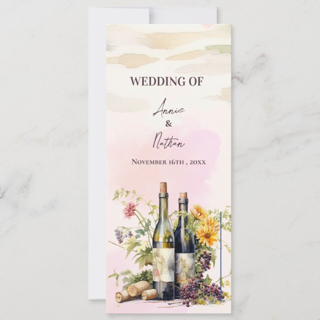 Rustic Grapevine-Inspired Winery Wedding Program (Front)