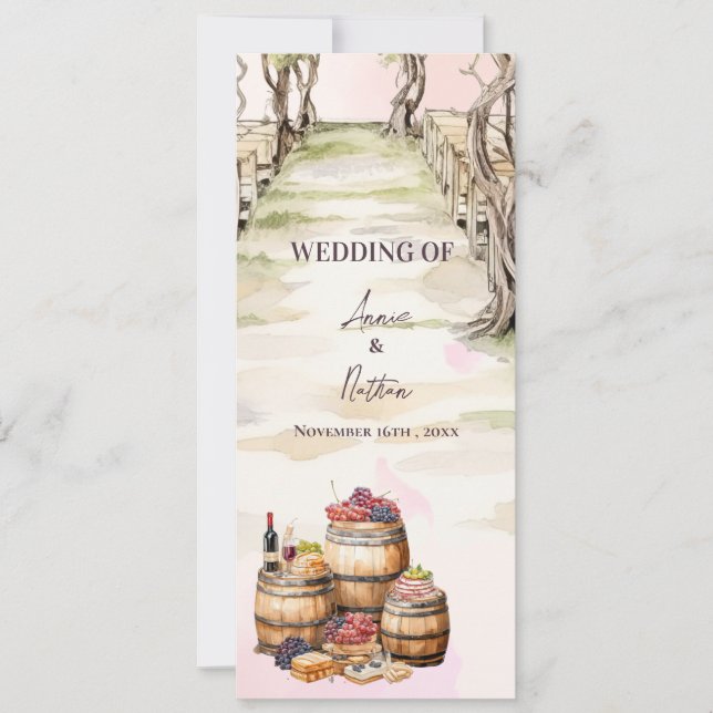 Rustic Grapevine-Inspired Winery Wedding Program (Front)