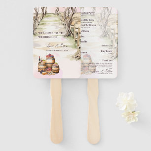 Rustic Grapevine-Inspired Winery Wedding Program  Hand Fan
