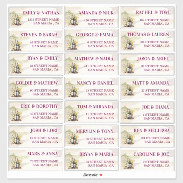 Rustic Grapevine Wedding Guest Address Labels (Sheet)