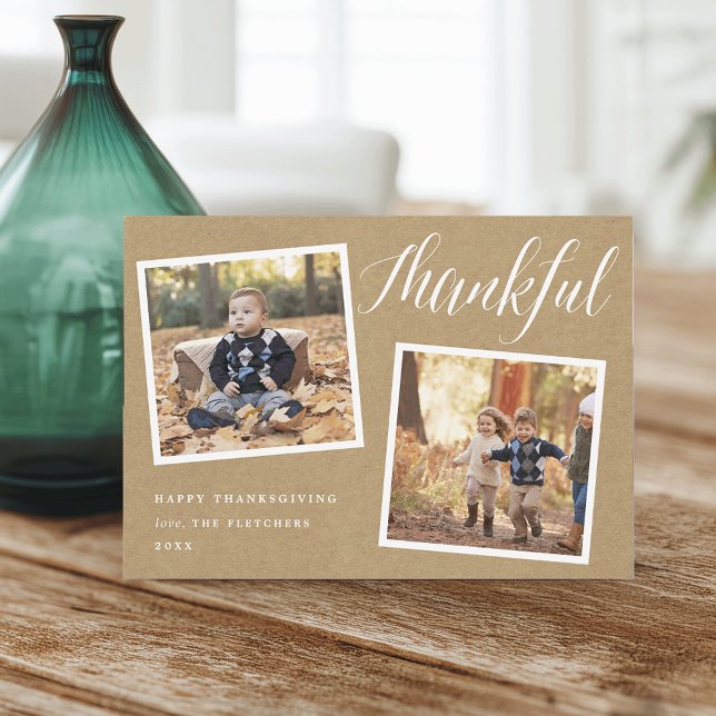 Rustic Gratitude | Thanksgiving Photo Collage Card (Creator Uploaded)