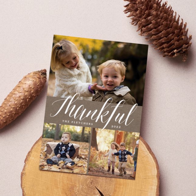 Rustic Gratitude | Thanksgiving Photo Collage Card (Creator Uploaded)