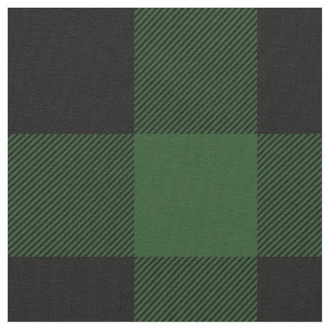 Rustic Green and Black Buffalo Plaid Fabric (Close Up)