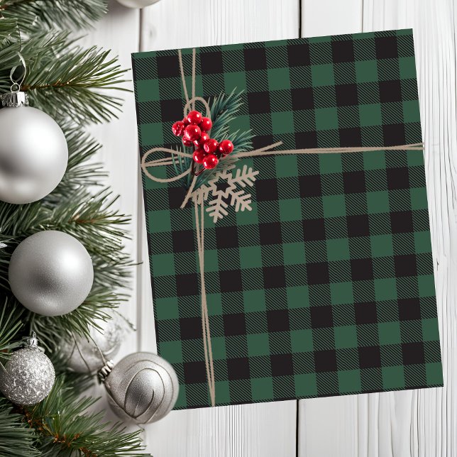 Rustic Green And Black Buffalo Plaid Holiday Tissue Paper (Rustic Green And Black Buffalo Plaid Holiday Tissue Paper)
