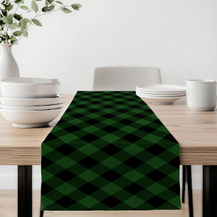 Rustic Green and Black Buffalo Plaid Short Table Runner