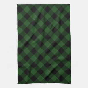 Rustic Green and Black Buffalo Plaid Tea Towel