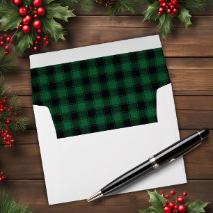 Rustic Green And Black Tartan Buffalo Plaid Envelope