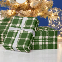 Rustic green and off white farmhouse plaid pattern