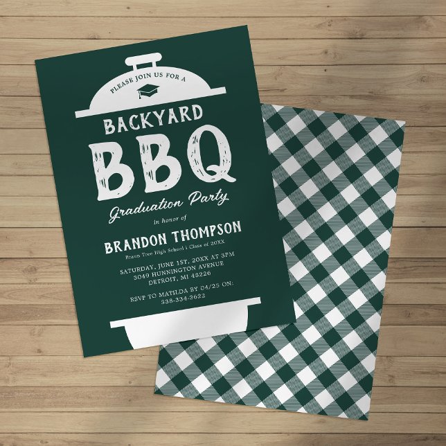 Rustic Green Backyard BBQ Graduation Party Invitation (Creator Uploaded)