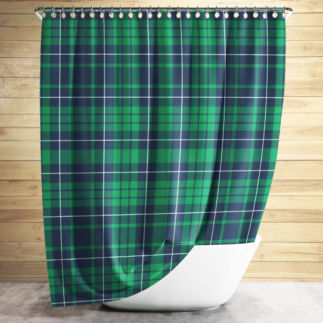Rustic Green Blue Plaid Pattern Shower Curtain (Rustic Green Blue Plaid Pattern Shower Curtain)