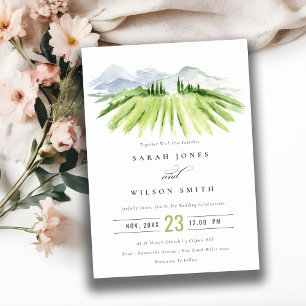 Rustic Green Blue Winery Vineyard Wedding Invite