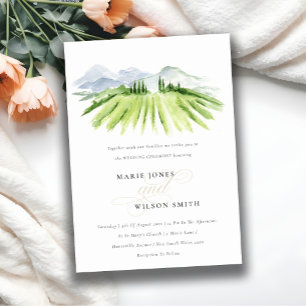 Rustic Green Blue Winery Vineyard Wedding Invite