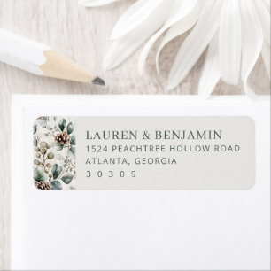 Rustic Green Botanical Border Return Address Label