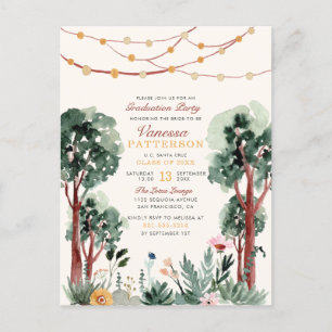 Rustic Green Botanical Trees Unique Graduation Invitation Postcard