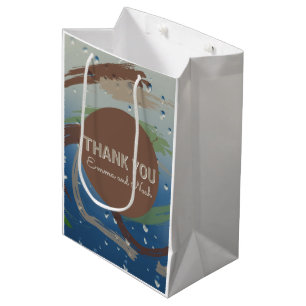 Rustic Green, Brown & Beige Brushstroke Thankyou Medium Gift Bag