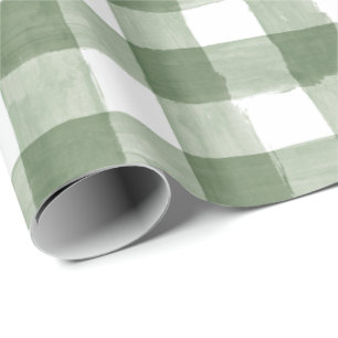 Rustic Green Buffalo Check Holiday Wrapping Paper