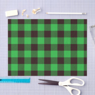 Rustic Green Buffalo Checks Plaid Pattern Tissue Paper