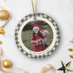 Rustic Green Buffalo Plaid Christmas Family Photo Ceramic Ornament<br><div class="desc">Celebrate the holidays in rustic style with this green buffalo plaid Christmas ornament. Featuring a cosy farmhouse design, this ornament is personalised with your family photo and name, making it the perfect keepsake for years to come. Ideal for those who love a country-style Christmas, this ornament adds a warm, festive...</div>