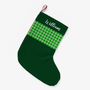 Rustic Green Buffalo Plaid Personalised Small Christmas Stocking