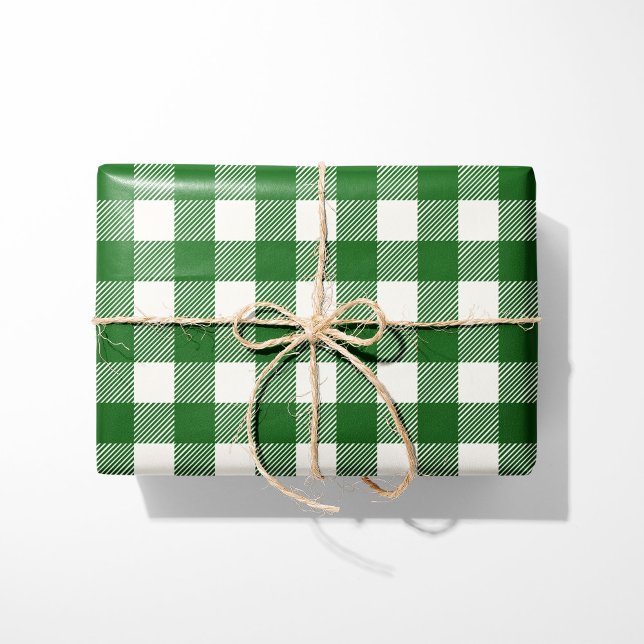 Rustic Green Buffalo Plaid Wrapping Paper (Creator Uploaded)
