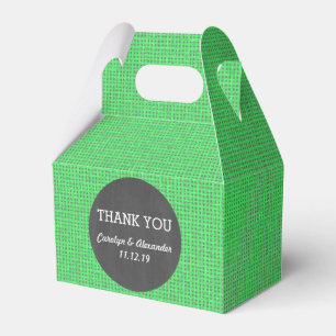 Rustic Green Burlap Vintage Chalkboard Wedding Favour Box