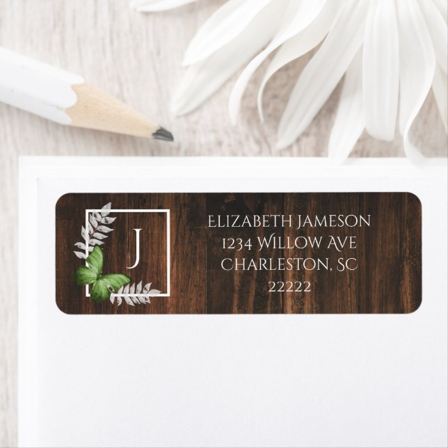 Rustic Green Butterfly Label Return Address Label (Insitu)