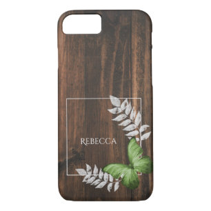 Rustic Green Butterfly Personalised iPhone 8/7 Case