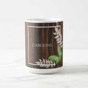Rustic Green Butterfly Personalised Coffee Mug