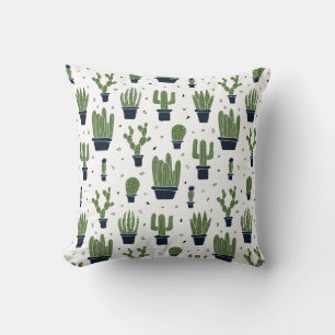 Rustic Green Cactus Desert Pattern Cushion