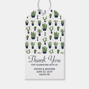 Rustic Green Cactus Desert Pattern Wedding Gift Tags