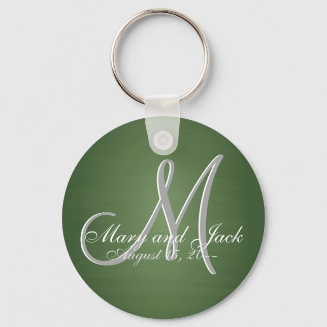 Rustic Green Chalkboard Old School Budget Value Key Ring (Front)