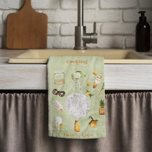 Rustic Green Christmas Holiday Farmhouse Gift Tea Towel