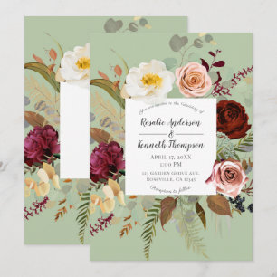 Rustic Green Country Floral Bloom Wedding Invitation