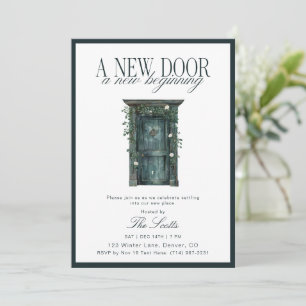 Rustic Green Door New Home Housewarming  Invitation
