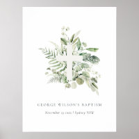 Rustic Green Eucalyptus Fern Foliage Cross Baptism