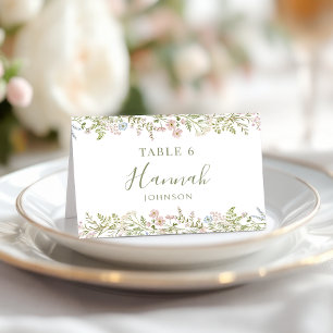 Rustic Green Floral Chic Bridal Shower Place Cards