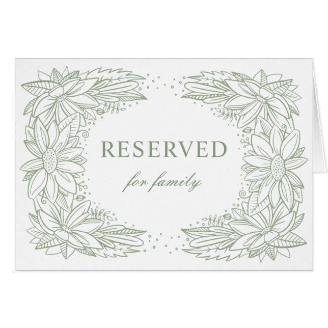Rustic green floral wedding. Country reserved sign (Front Horizontal)