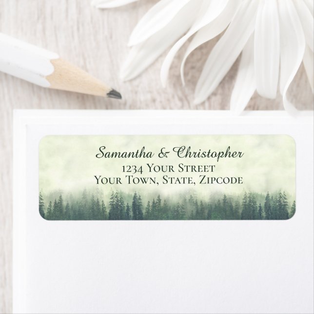 Rustic Green Forest Small Wedding Return Address Label (Insitu)
