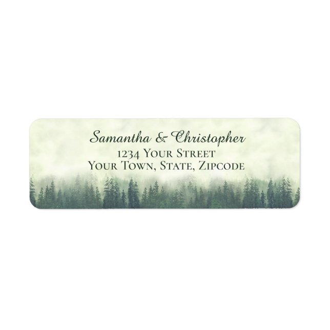 Rustic Green Forest Small Wedding Return Address Label (Front)