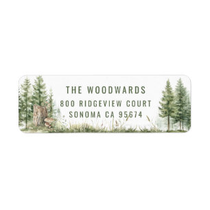 Rustic Green Forest Watercolor Trees  Return Address Label