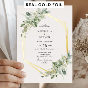 Rustic Green Geometric Greenery Wedding Real Gold